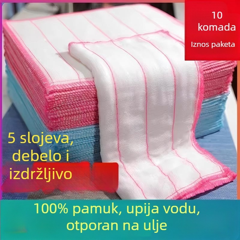 10 komada pamukovih gazastih krpa za kuhinju, upijajuće, deblje, bez dlačica, za pranje posuđa