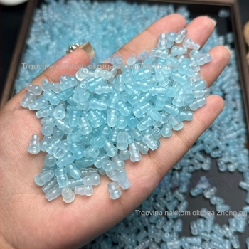 Ledeno plave 6×9 mm tikvasto oblikovane perle s rupom, nefrit boje perle za nakit, poluproizvodi