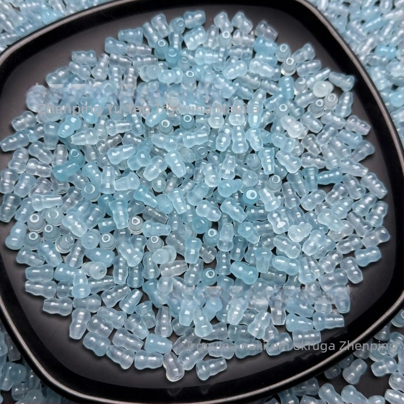 Ledeno plave 6×9 mm tikvasto oblikovane perle s rupom, nefrit boje perle za nakit, poluproizvodi