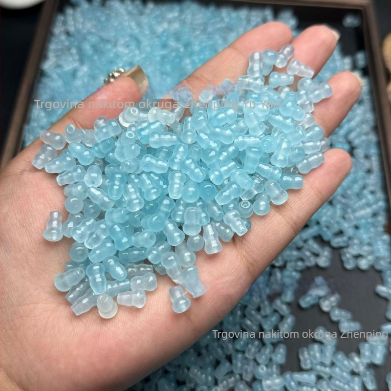Ledeno plave 6×9 mm tikvasto oblikovane perle s rupom, nefrit boje perle za nakit, poluproizvodi