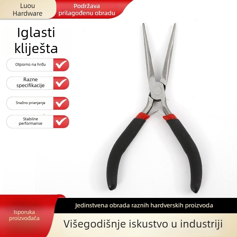 Klešta za izradu nakita s dvostrukim opružnim mehanizmom i iglom vrhom, otporna na hrđu, lagana, mini, duljina čeljusti 70 mm