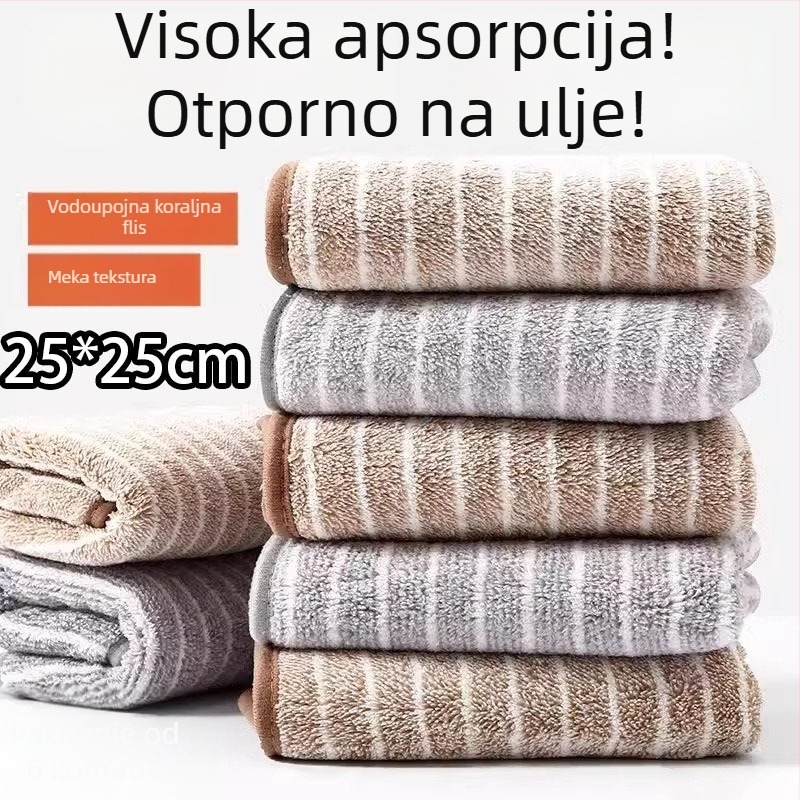 6 komada mikrovlaknenih kuhinjskih krpa za suđe, otpornih na masnoće, lako za čišćenje i vrlo upijajuće za suđe i površine.