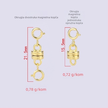 S925 sterling srebro cilindrični magnetski zatvarač za narukvicu i ogrlicu – DIY dodaci za nakit