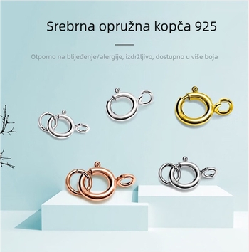 S925 srebrni okrugli spojnik s bisernim elementom za narukvicu i ogrlicu, s oprugom i produženim kopčama – ručni rad DIY dodaci za nakit