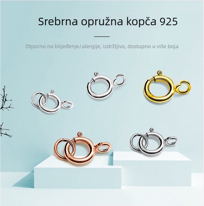 S925 srebrni okrugli spojnik s bisernim elementom za narukvicu i ogrlicu, s oprugom i produženim kopčama – ručni rad DIY dodaci za nakit