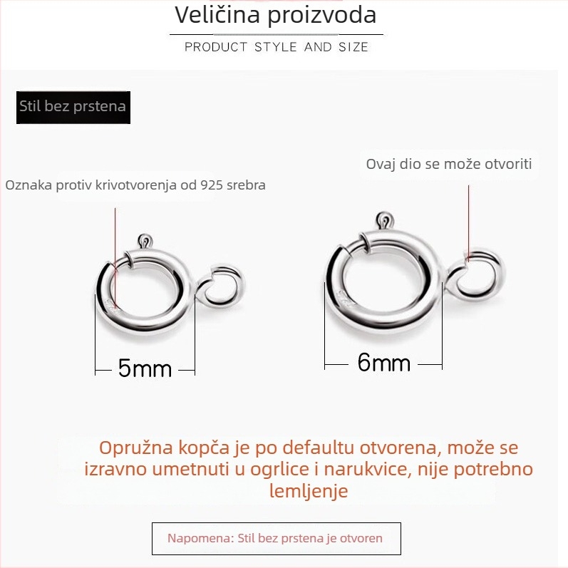 S925 srebrni okrugli spojnik s bisernim elementom za narukvicu i ogrlicu, s oprugom i produženim kopčama – ručni rad DIY dodaci za nakit