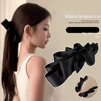 Crni mašna banana klips za visoku punđu – 2025 novi dodatak za kosu s volumenom