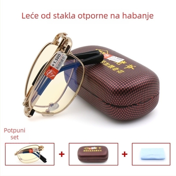 Naočale za čitanje s zaštitom protiv plavog svjetla, sklopiva metalna kutija i HD premaz stakla