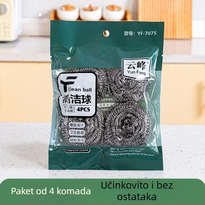 Nehrđajući čelična kuglica za čišćenje, bez ispadanja vlakana, sigurna za ruke, kućno čišćenje i pranje posuđa, ne oštećuje posuđe.