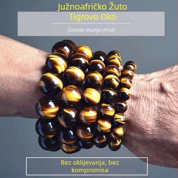 Narukvica od prirodnog tigrovog oka kristala, unisex, ručna izrada, retro stil, perle, dar za putničku uspomenu