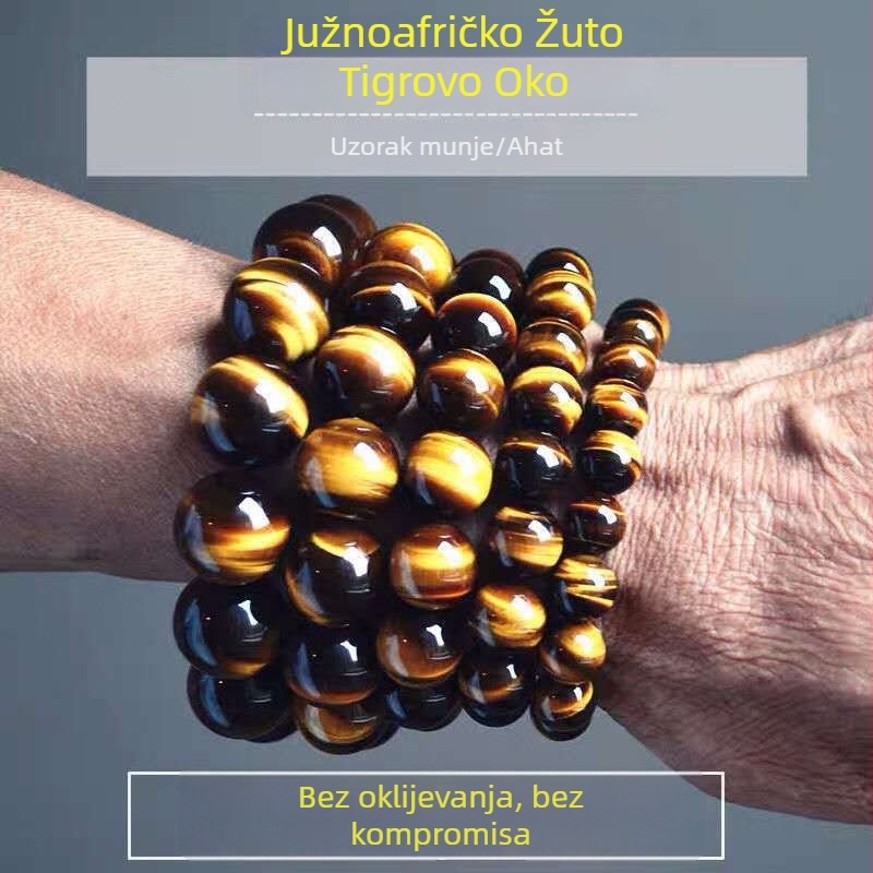 Narukvica od prirodnog tigrovog oka kristala, unisex, ručna izrada, retro stil, perle, dar za putničku uspomenu