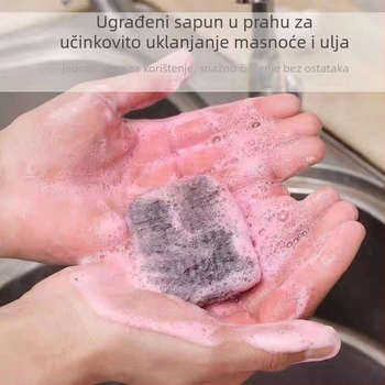 Kuhinjska četka za Pranje posuđa s čeličnom žicom kuglicom i čeličnom vunom, uključuje sapun u prahu