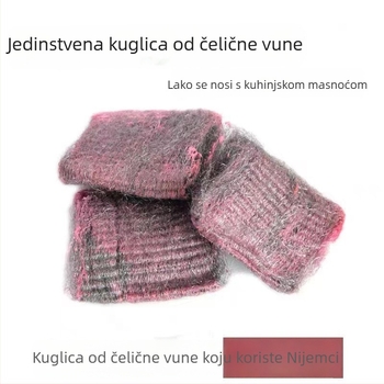 Kuhinjska četka za Pranje posuđa s čeličnom žicom kuglicom i čeličnom vunom, uključuje sapun u prahu