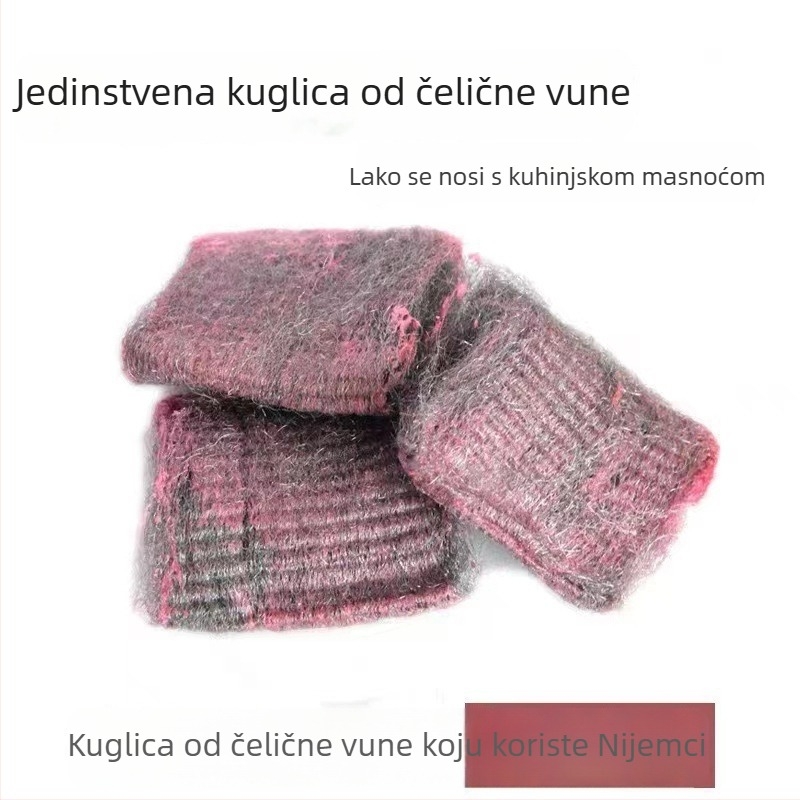 Kuhinjska četka za Pranje posuđa s čeličnom žicom kuglicom i čeličnom vunom, uključuje sapun u prahu