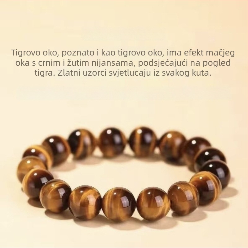 Narukvica od prirodnog tigrovog oka, unisex, ručna izrada, etnički stil
