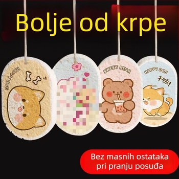 Velika spužva od drvene celuloze za pranje posuđa i lonaca, bez masnoće, komprimirana upijajuća tkanina koja se širi kada se navlaži