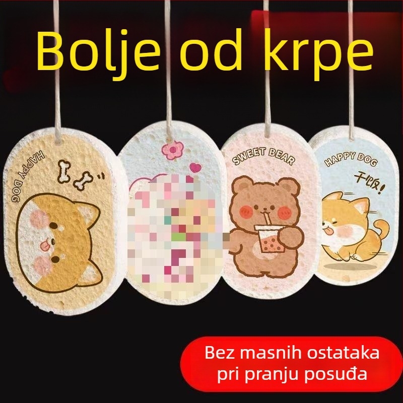 Velika spužva od drvene celuloze za pranje posuđa i lonaca, bez masnoće, komprimirana upijajuća tkanina koja se širi kada se navlaži