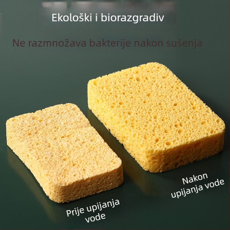 Blok spužve za pranje posuđa od drvenog vlakna i pamuka — magično trljanje za posuđe i kuhinju, upijajući čisti pad