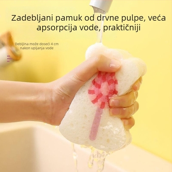 4 cm debela spužva za suđe od drvene celuloze i pamuka, kuhinjska drljica za ribanje, upija vodu i otporna na masnoću