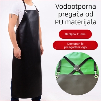 Kožna pregača s otiskom loga, vodootporna i otporna na ulje, profesionalna radna odjeća za kuhare, produžena industrijska pregača