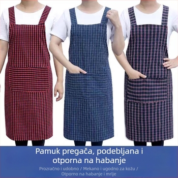 Pamučna kuhinjska pregača za kućnu upotrebu, prozračna, korejskog stila, ženski modni s H-oblikom remena, otporna na mrlje