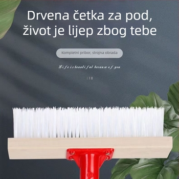 Drvena četka za pod s dugim držalom i tvrdim vlaknima, za kupaonicu, kuhinju, pločice i vanjske površine