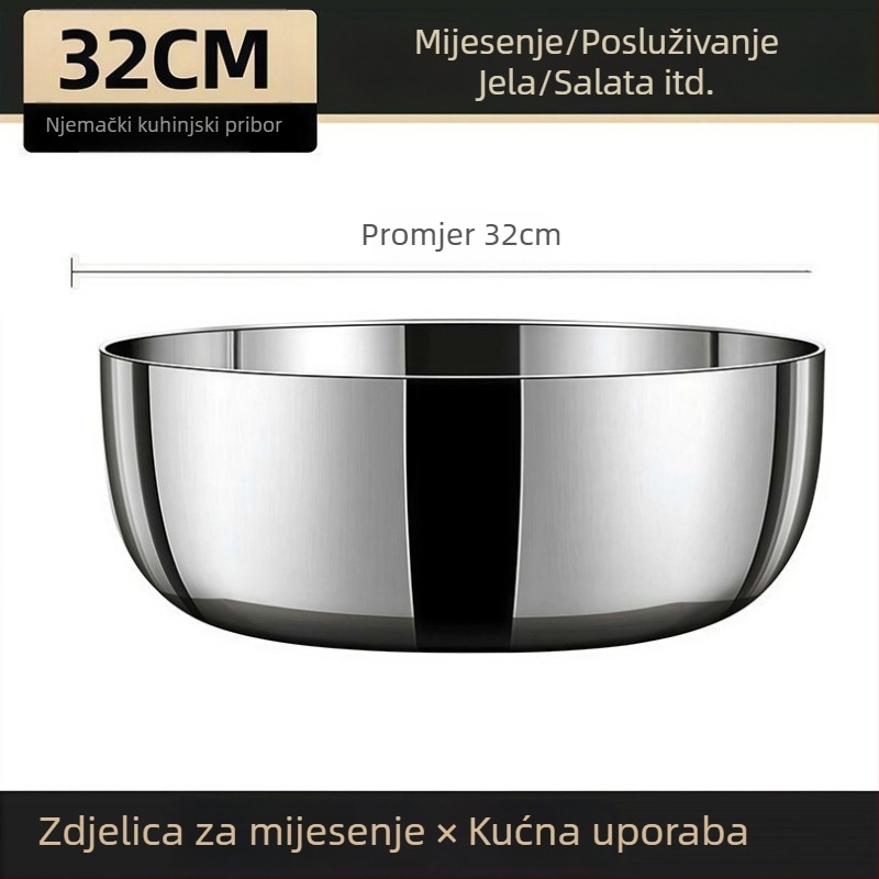Nehrđajući čelik kuhinjska posuda s povećanom kapacitom i debelim dnom, višenamjenska posuda za tijesto i pranje povrća