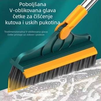 2-u-1 četka za kupaonu za pod s dugim držalom, četka za uske prostore, temeljito čišćenje bez mrtvih kutova
