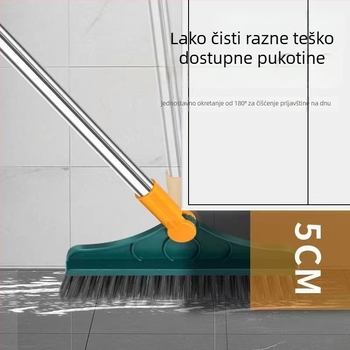 2-u-1 četka za kupaonu za pod s dugim držalom, četka za uske prostore, temeljito čišćenje bez mrtvih kutova