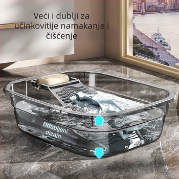 Velika posuda za pranje rublja s integriranom daskom za ribanje, za pranje odjeće i donjeg rublja, od plastike