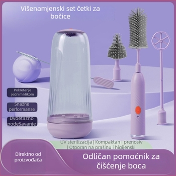 Električna četkica za bočice s UV dezinfekcijom, višenamjenska četkica za bradavice, duga drška, punjivi set za čišćenje čašica