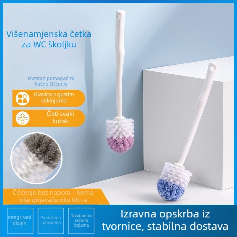 Zidna četkica za kupaonu s debelim štapom, od nehrđajućeg čelika; glava okrugla ili kvadratna