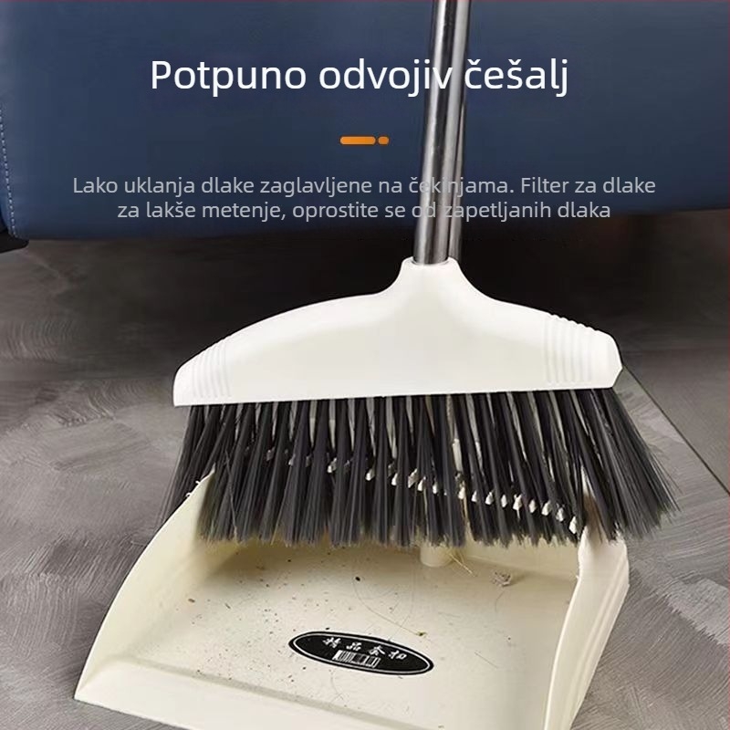 Kućna metla s mekim dlačicama, povećana i debela glava, set metle i lopatice za prašinu