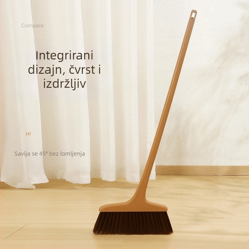 Jednodelna plastična metla s dugom drškom, mekane dlačice, za suho i mokro čišćenje