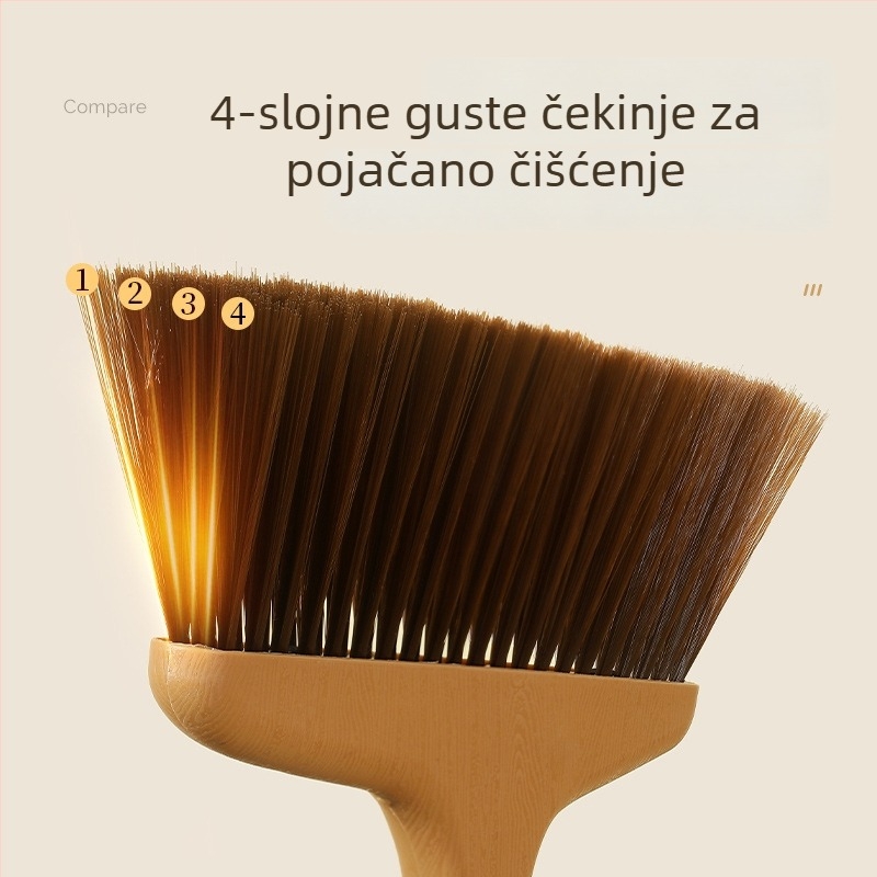 Jednodelna plastična metla s dugom drškom, mekane dlačice, za suho i mokro čišćenje