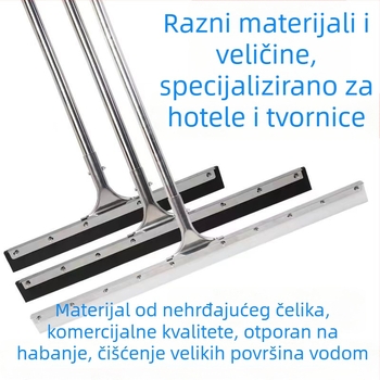 Nehrđajući čelični scraper za pod s gumom oštricom, duljine 40–100 cm, za pločice i kupaonicu