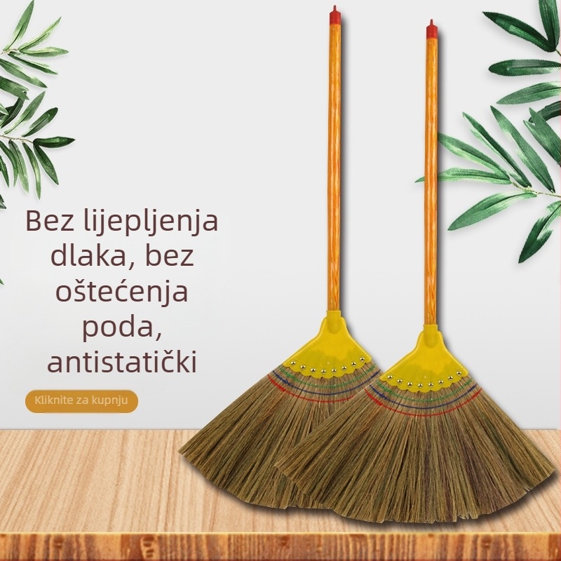 Kućna metla s mekim dlačicama, metla od trave feniksa rep, pletena od slame, s osam čavala