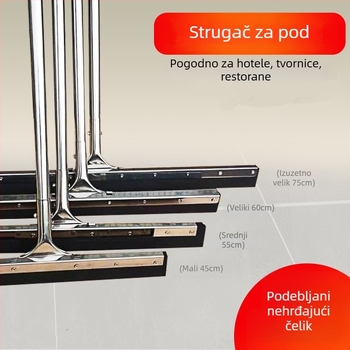 Veliki podni scraper i mop od nehrđajućeg čelika i silikona, za kupaonice i hotele, s mogućnošću vješanja