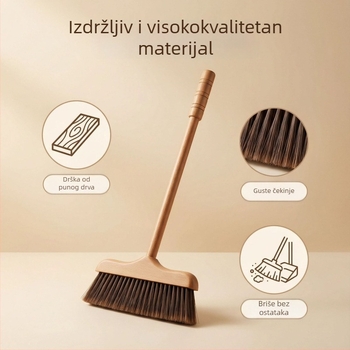 Drveni set metle i lopatice za prašinu za kućnu upotrebu, alat za čišćenje bez hvatanja dlaka, mekane dlačice, boja konjske dlake