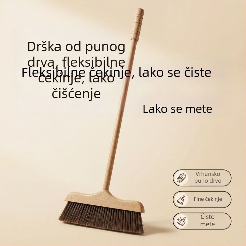 Drveni set metle i lopatice za prašinu za kućnu upotrebu, alat za čišćenje bez hvatanja dlaka, mekane dlačice, boja konjske dlake