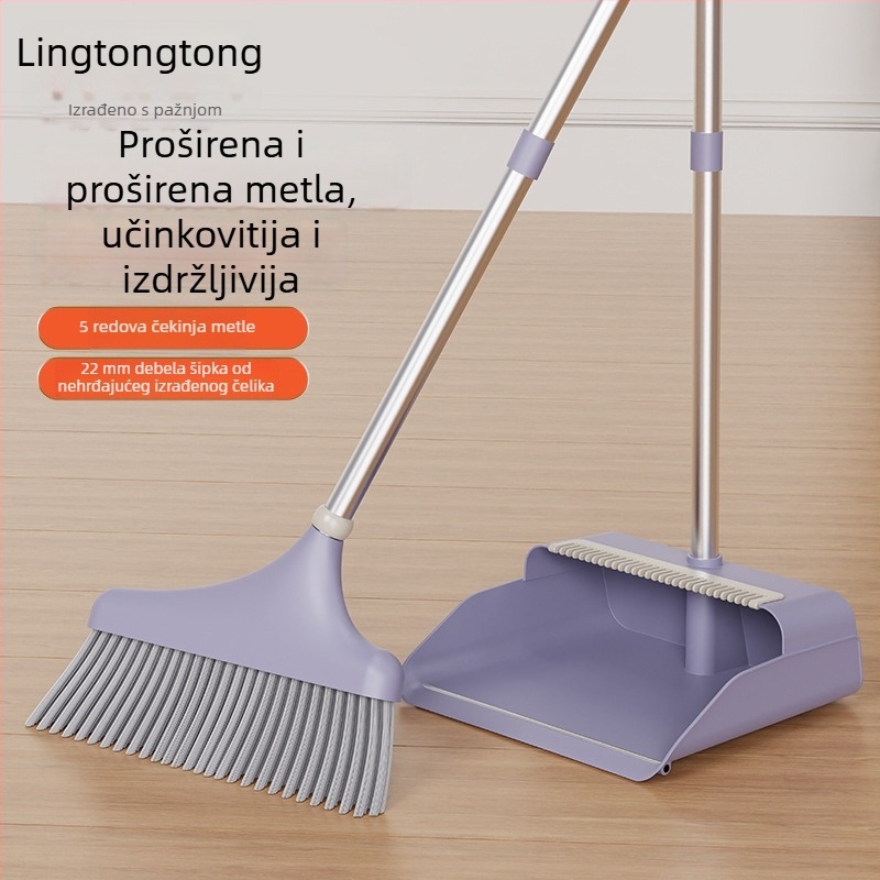 Lin Tongtong set metle i lopatice za prašinu, 5 redova vlaknastih dlaka, meka vlakna, za kućnu upotrebu