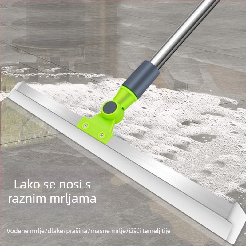 Veliki silikon mop s produženim držalom i vodnim scraperom za WC, kupaonicu i tuš
