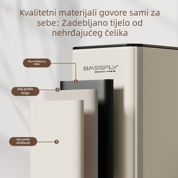 Koš za smeće od nehrđajućeg čelika, luksuzan izgled, 12 L i više, dvostruka konstrukcija, bez poklopca, kvadratnog oblika, kućna uporaba (kuhinja i kupaonica), s prstenom za kompresiju