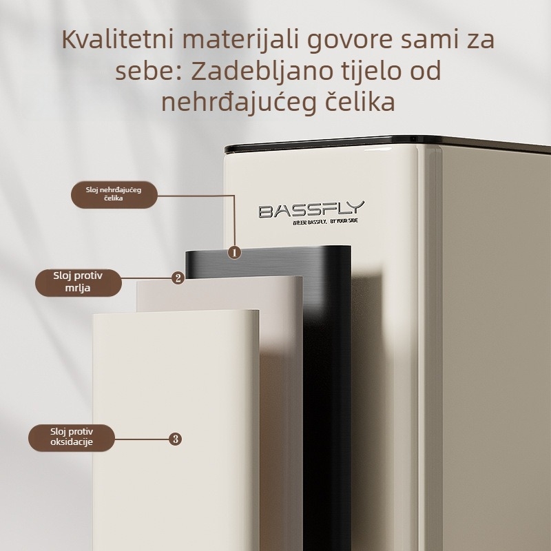 Koš za smeće od nehrđajućeg čelika, luksuzan izgled, 12 L i više, dvostruka konstrukcija, bez poklopca, kvadratnog oblika, kućna uporaba (kuhinja i kupaonica), s prstenom za kompresiju