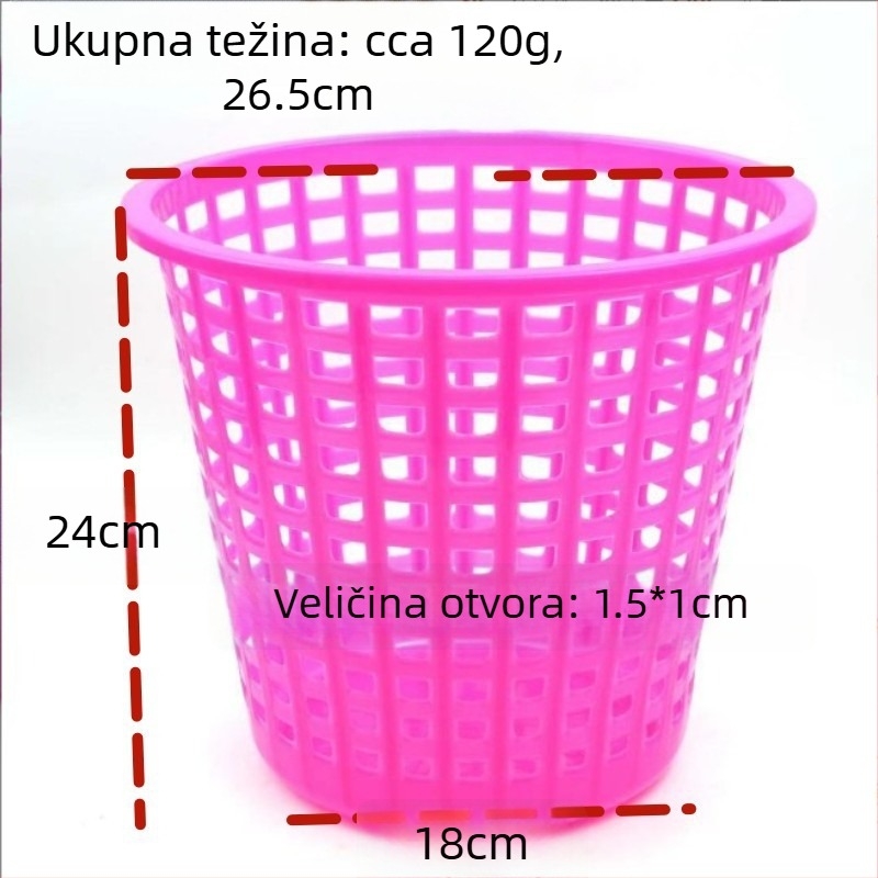 Šareni plastični koš za otpad s perforiranim dizajnom, 4 L, cilindričnog oblika, otvoren vrh, za kućanstvo