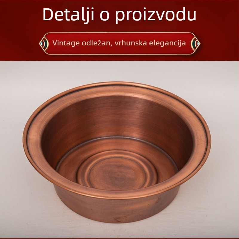 Čista bakrena posuda za stopala, debela, ručno izrađena, vintage stil, za kupanje stopala i pranje lica