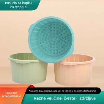 Kućna prenosiva četverostruka kadica za stopala s izbočenim masirajućim točkama, debeli plastični bazen za stopala, otisak logotipa