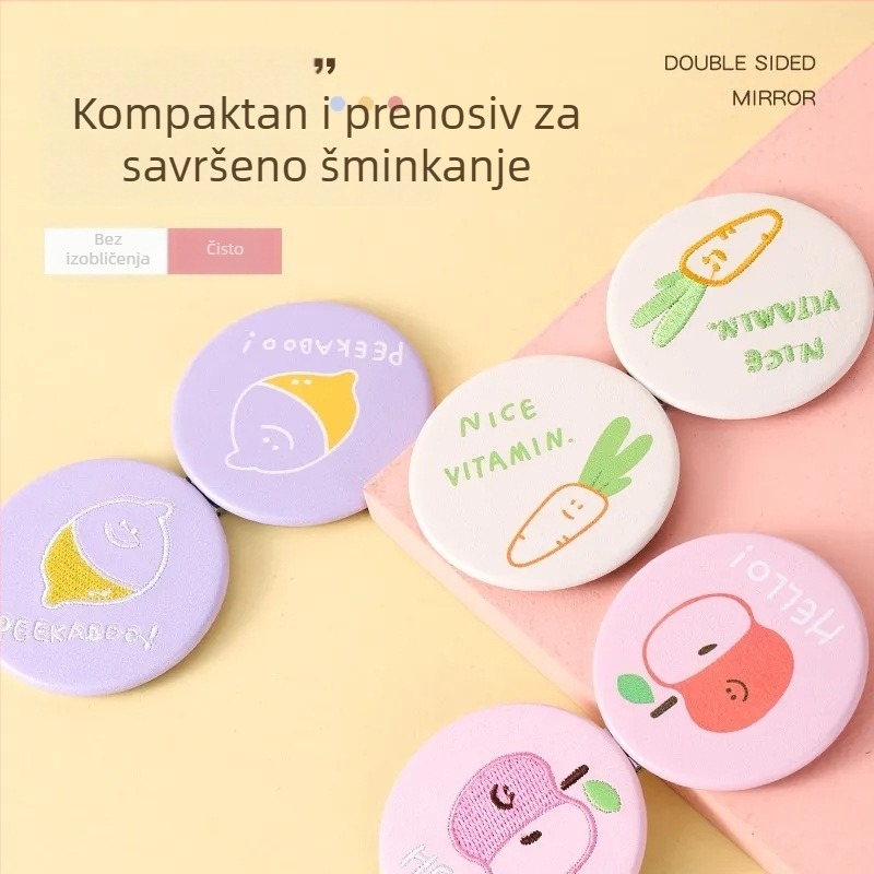 Prijenosno sklopivo ogledalo za šminku, kompaktno okruglo kozmetičko ogledalo