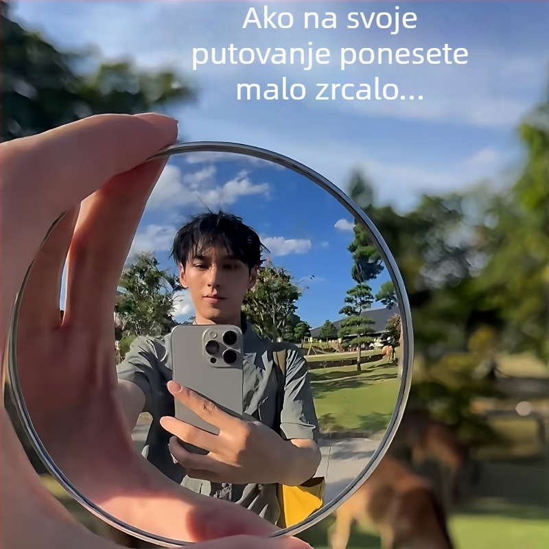 Kružni ručni ogledalo za putovanja za fotografiju, visoke rezolucije konveksno ogledalo, ručno, za vanjske širokokutne snimke