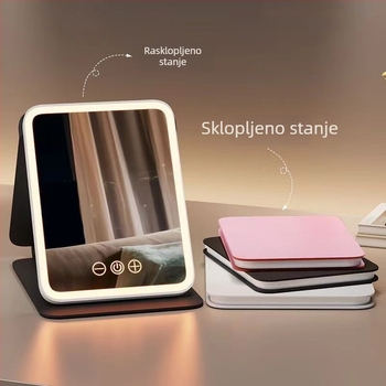 LED ogledalo za šminkanje sa rasvjetom, sklopivi stol za šminkanje, HD inteligentno stolno prenosno ogledalo za učenike